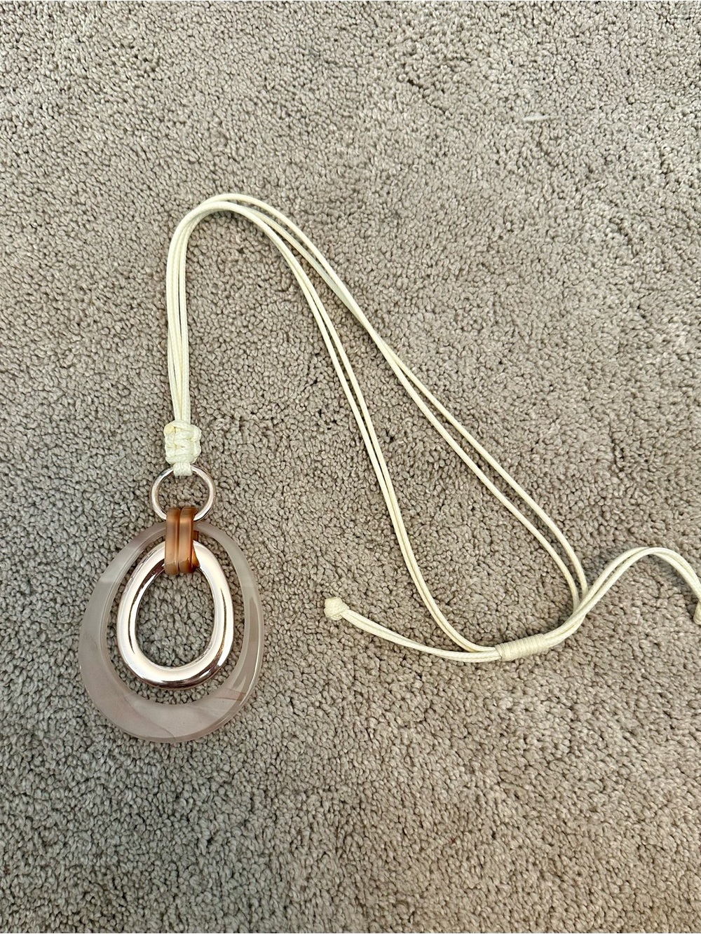 Statement Beige and Brown Pendant Necklace - Women Jewelry